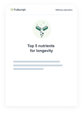 a graphical mobile screen displaying a message that reads 'Top 5 nutrients for longevity'