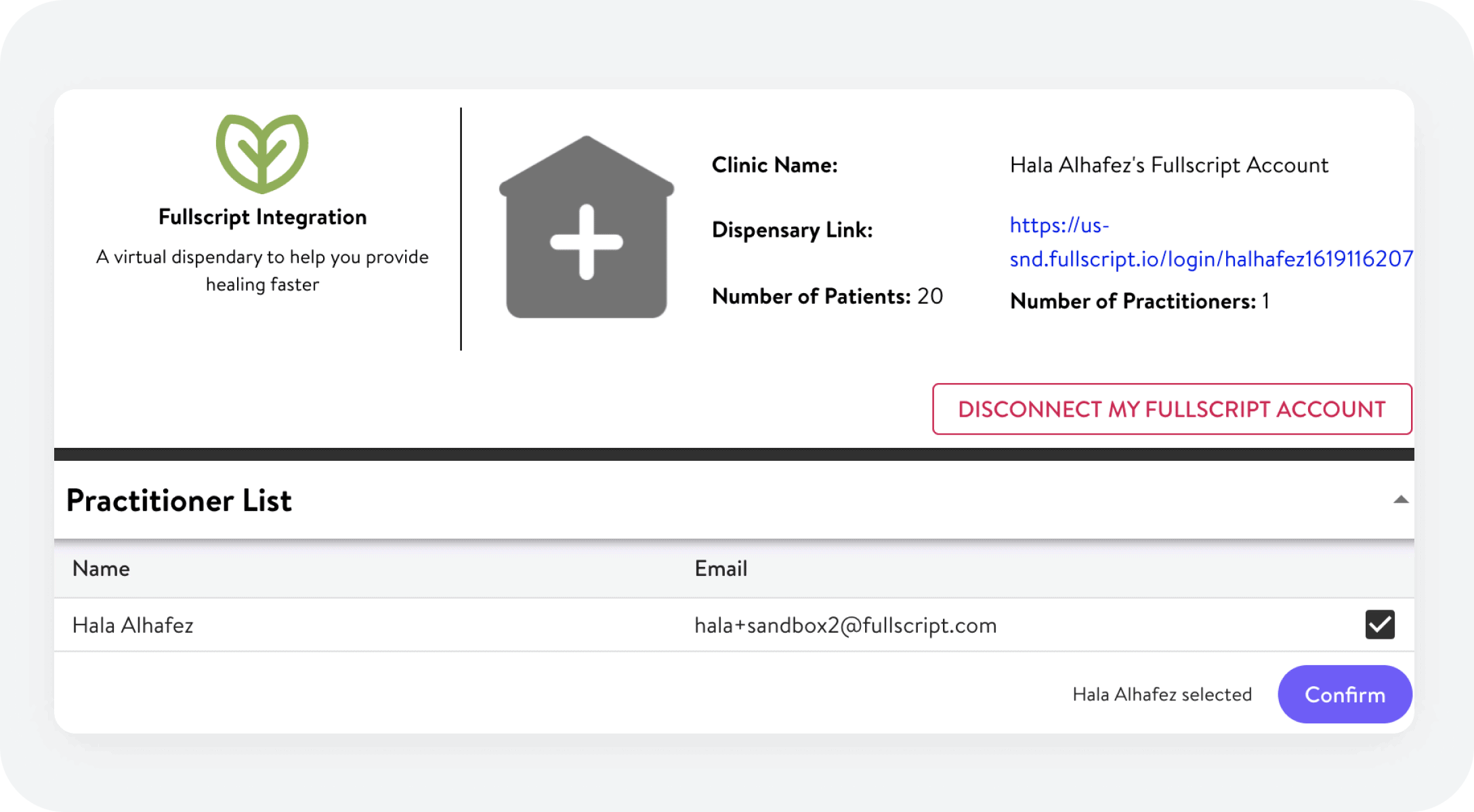 integrations partner screenshot of Flöka account settings