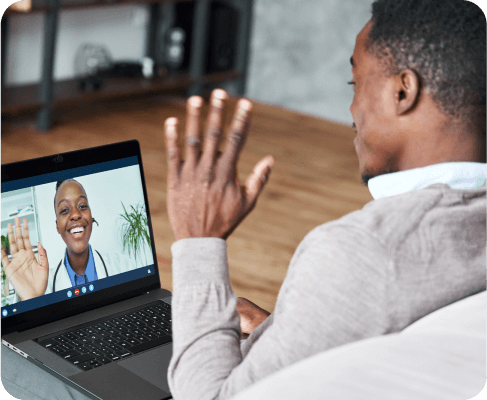 practicing virtually patient and practitioner having a video call appointment