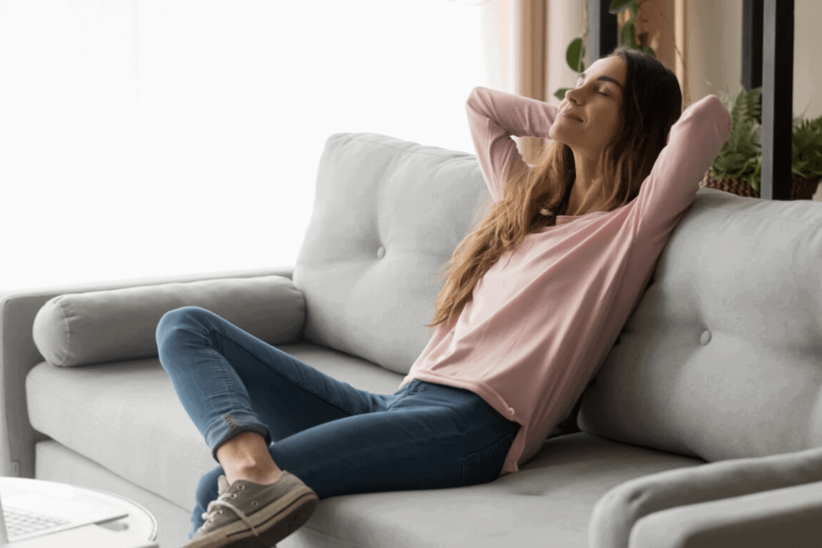 Woman relaxing on a couch