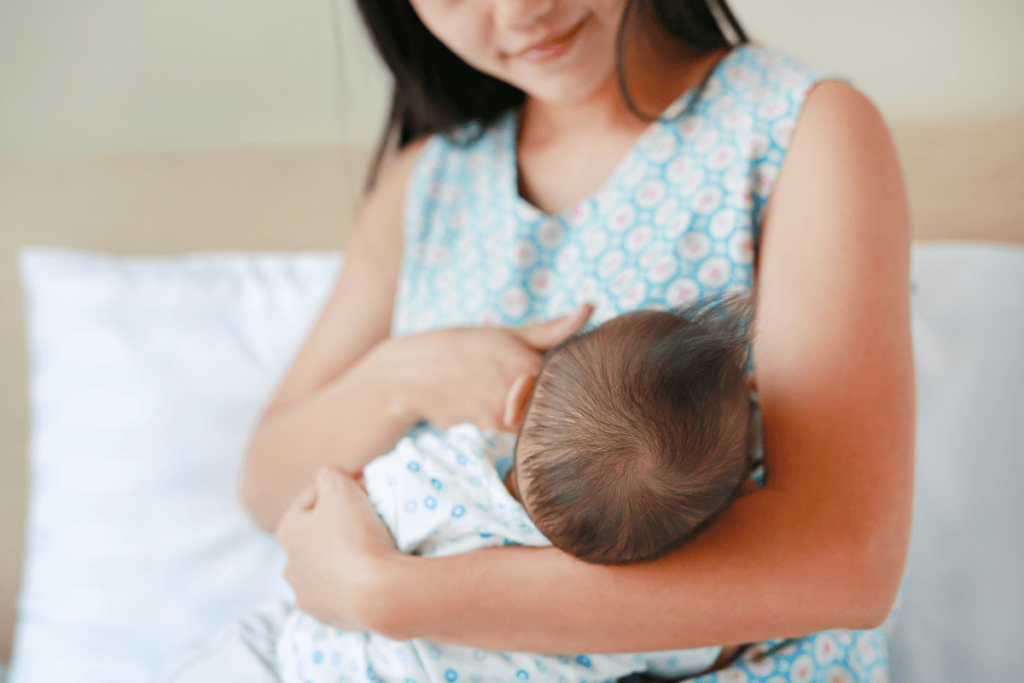 mother holding an infant