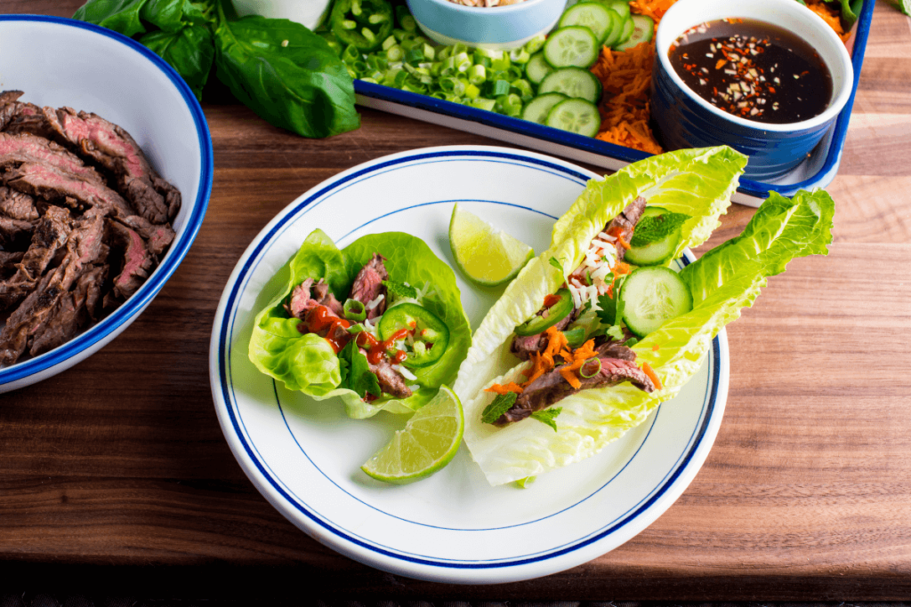 plate of lettuce wraps