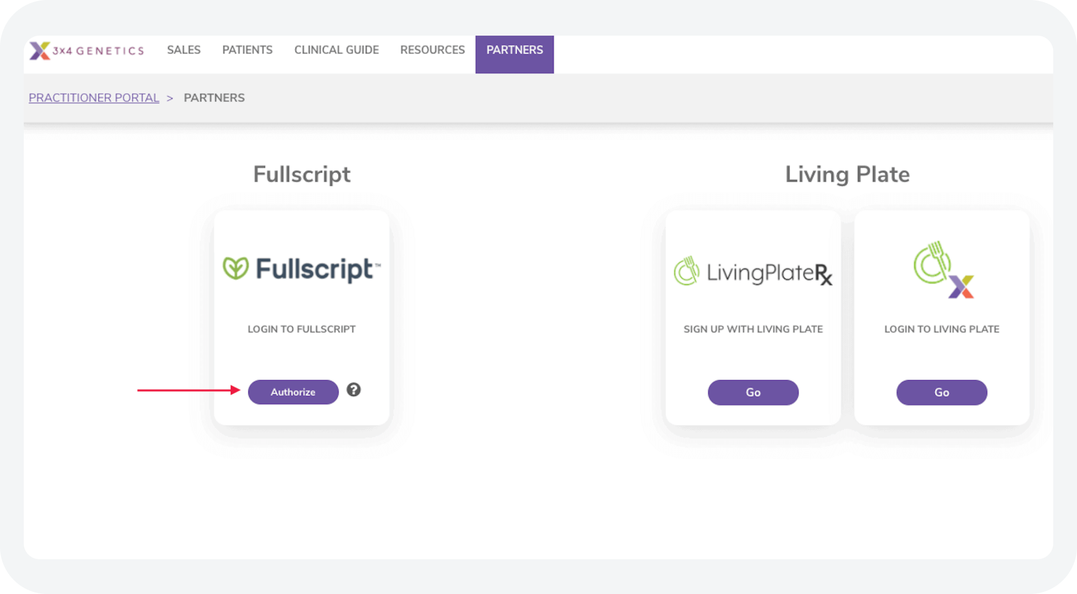 integrations partner screenshot of 3X4 Genetics platform partner settings